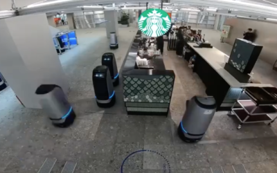 Starbucks nos muestra el futuro de sus cafeterías: 100 robots trabajando y solo dos humanos al frente